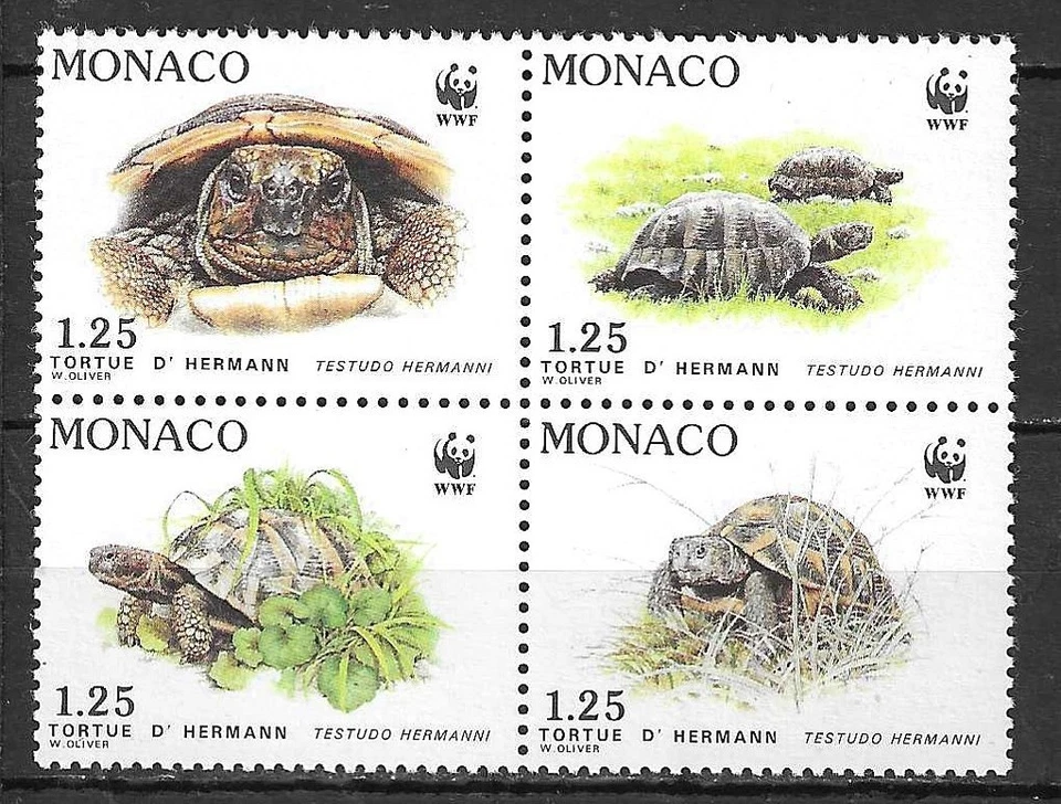 Monaco 1991 WWF Wildlife Fauna Animals Tiere Dieren Reptile Turtle compl set MNH - Image 1 of 1