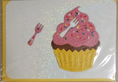 PAPYRUS 全息图 CUPCAKE & FORK PUZZLE 生日卡 — 第 1/4 张图片