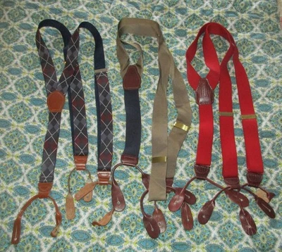 3 pares de tirantes Argyle, rojo, verde militar sin marca para hombre con accesorios de cuero Foto 1 de 4