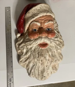 Vintage Pappmaché, 3-D Weihnachtsmann Kopf Wandbehang 17 x 11 Zoll Weihnachten - Bild 1 von 11