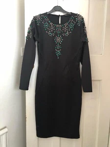 Ladies Black River Island Dress Size UK12 EUR38 VGC With StunningStones Used - Picture 1 of 13