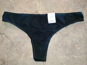 NWT black women's thong underwear cotton blend sz large (12-14) - Picture 1 of 4