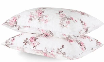 Nuevo Par de Fundas de Almohada Rachel Ashwell Couture 100% Lino Rosa Floral King Foto 1 de 4