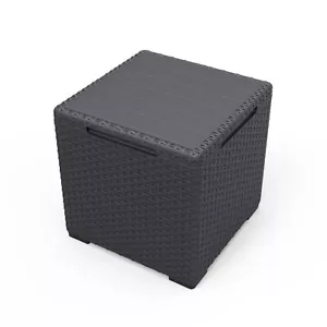 Keter Aufbewahrungsbox 3in1 Schwarz Beistelltisch Hocker Gartentruhe 37x37x37cm - Bild 1 von 6