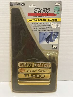 Винтажный 1988 набор из 2 заказных черных резиновых универсальных брызговиков Euro Sport НОВЫЕ - Изображение 1 из 4