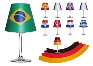 Pantalla de lámpara copa de vino motivo países banderas lámpara luz de té decoración de mesa - Imagen 1 de 11