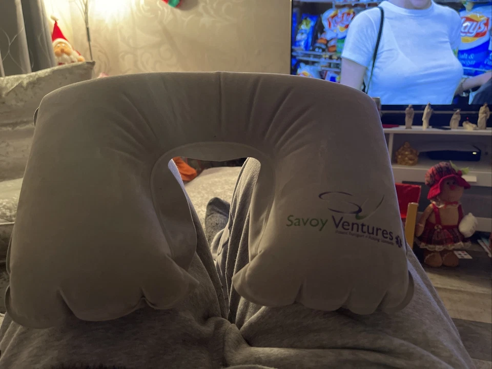  travel neck cushion self inflatable with small carry patch. BUY 1 GET 1 FREE - Image 1 of 2