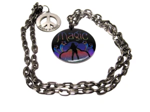 Disney Necklace Believe in Magic Peace Sign Pendant on Chain Costume Jewelry - Picture 1 of 3