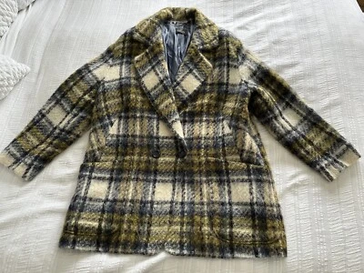 Madeleine Yellow Blue Cream Plaid Wool Alpaca Blend Blazer Jacket Size 22 - Image 1 of 4