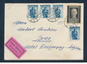 1951 Express letter from Gröbming to Graz with costumes + special stamps (H3) - Picture 1 of 2