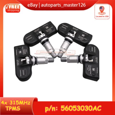 Sensor monitor de presión de neumáticos 4 piezas 56053030ac apto para Chrysler Dodge TPMS de 315 MHz Foto 1 de 4