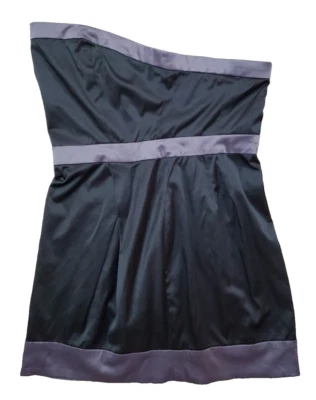 Vestido para mujer Grass Collections talla 11 LBD negro satinado sin mangas sin tirantes Foto 1 de 4