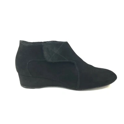 Taryn Rose Womens Feni Suede Ankle Wedge Boots Booties Black 8M - Image 1 of 4