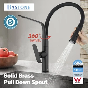 Bastone Brass Kitchen Sink Mixer Tap Black Pull Down Spout Swivel Basin Faucet - Picture 1 of 11