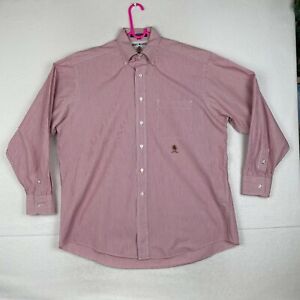 Tommy Hilfiger Button Down Dress Shirt Men's Size 16 - 34 Red Striped Cotton