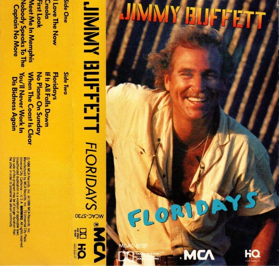 JIMMY BUFFETT "FLORIDAYS" CASSETTE 1986 mca - Image 1 of 1