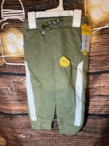 18m Toddler Boys' Athletic Striped Knit Pull-On Joggers Cat & Jack Olive Green - Picture 1 of 4