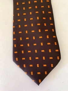 Mens Vintage 100% Silk Brown Tie Retro Hand Made Wide 10cms Disco Party - Bild 1 von 8