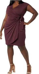 Amazon Essentials Women's Classic Casual Cap Sleeve Wrap Dress Burgundy Sz XL - Picture 1 of 6