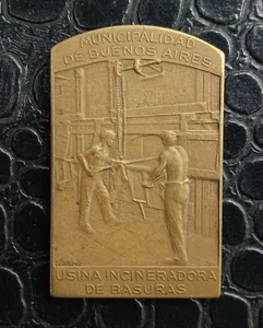 Medal Argentina Usina Incineradora De Basuras Of Buenos Aires 1926 Bronze - Picture 1 of 7