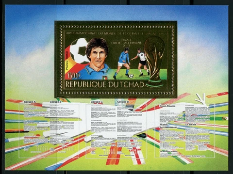 Tchad 1982 Soccer Coupe Monde Spain Gold Foil Paolo Rossi Gold Mid Bloc 133 A Cover