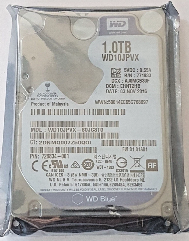 1 TB SATA III Western Digital WD10JPVX-60JC3T0 5400rpm 8MB 2.5 " Disk Nuovo - Immagine 1 di 1