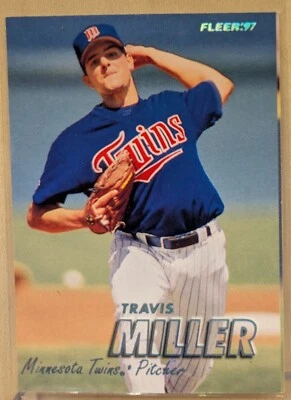 1997 Fleer TIFFANY #150 Travis Miller Twins RARE BLUE FOIL GLOSSY PARALLEL - Image 1 of 2