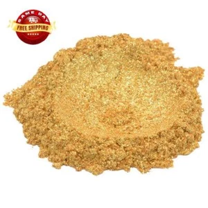 24 KARAT GOLD / YELLOW LUXURY MICA COLORANT PIGMENT POWDER COSMETIC GRADE 1 OZ - Picture 1 of 12