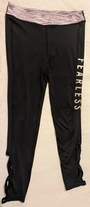 Ideology Big Girl's Athletic Leggings XL Black & Pink/Rose Gold Fearless Caged - Picture 1 of 2