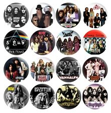 70's 80's Classic Rock Band Hard Rock Music Pinback Buttons Retro Pins, 1" New