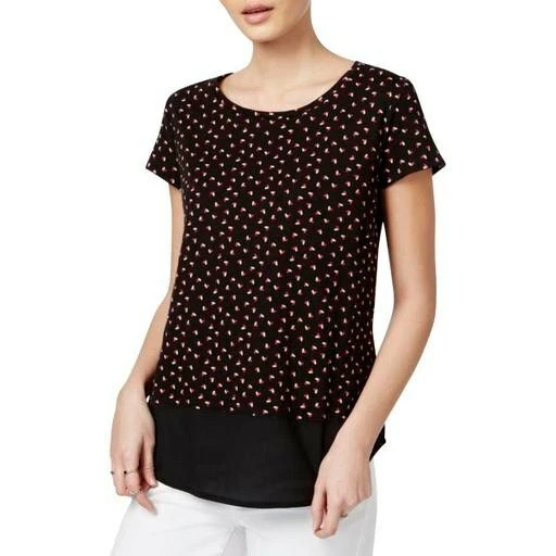 Maison Jules Black Short-Sleeve Polka-Dot Top~Size S~NWT ORG.$34~Black Combo - Image 1 of 1