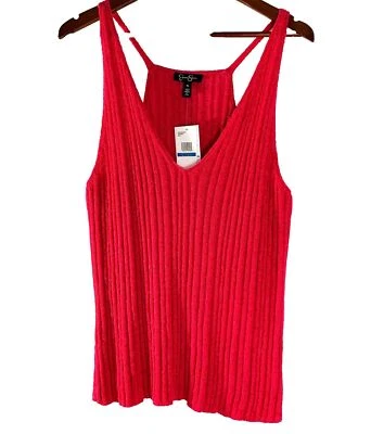 Suéter sin mangas Jessica Simpson para mujer talla XL tejido acanalado espalda deportiva Barbie nuevo con etiquetas Foto 1 de 4