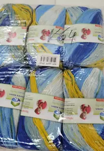 Wollknäuel Batik Wolle super Farbverlauf gelb 480g Multicolor Strickwolle k64 - Bild 1 von 9