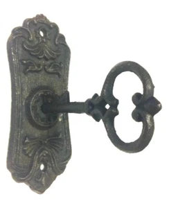 Chambers Skeleton Key in Door Plate Hook Cast Iron New Wall Mount Rustic Vintage - Picture 1 of 3