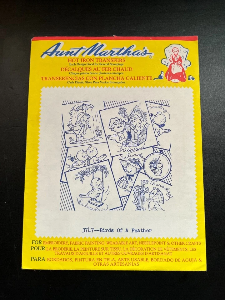 Vintage Aunt Marthas Hot Iron Transfers Birds of a Feather Tea Towels  3747 - Image 1 of 2