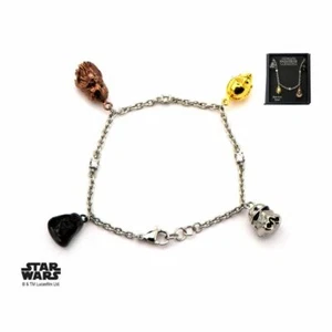 STAR WARS 3D CHARACTERS Darth Vader and C-3PO Face Charm Tween Bracelet - 7.25" - Picture 1 of 1