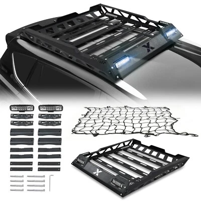 55"x40.98" Universal Roof Rack Cargo Basket Holder w/ Cargo Net 150lbs Capacity - Image 1 of 4