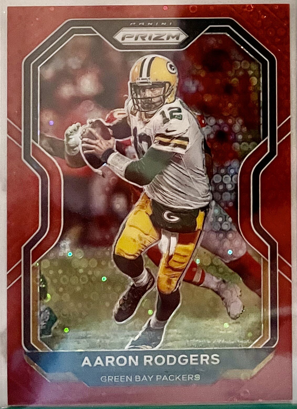 2020 Prizm Aaron Rodgers #206 Red No Huddle Prizm /50 Packers