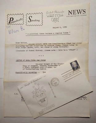 1970 First Day Issue Eisenhower Denmark Envelope & Philatelically Speaking Promo - Image 1 of 4