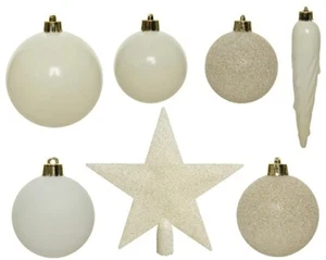 33 x Adornos de árbol de Navidad 8 cm bolas brillo mate brillo mezcla 023377 lana blanca - Imagen 1 de 2