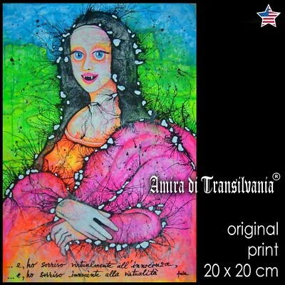 Retrato de mona lisa gioconda arte pop independiente por artista impresión de pintura óptica Foto 1 de 4