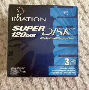 3 x IMATION 3M LS-120 SUPER DISK 120MB NEW & SEALED Vintage - Afbeelding 1 van 7