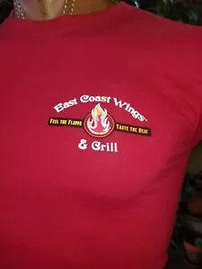 EAST COAST Wings & Grill Feel The Flavor Taste The Heat Red Small T-shirt - Picture 1 of 5