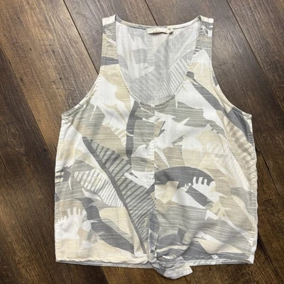 Camiseta sin mangas Prana McKenzie estampado de hojas de paloma 100 % material Tencel gris blanco talla S Foto 1 de 4