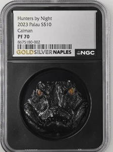 2023 PALAU Silver 10 DOLLARS NGC PF-70 Caiman Hunters by Night - Picture 1 of 2