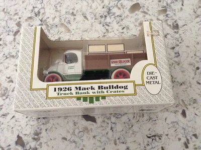 Die Cast Metal 1926 Mack Bulldog Truck Bank with Crates ERTL - Image 1 of 4