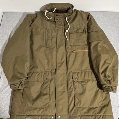 Vintage The Mens Store At Sears Jacket Mens Large Olive Hooded Winter Parka 80s - Image 1 of 4