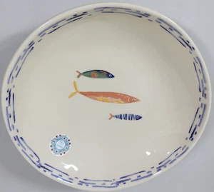Pavo pintado a mano Papart Seramik 9" x 2" tazón de pasta diseño de pescado pegatina original - Imagen 1 de 6