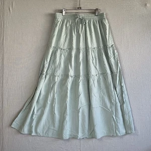 HAEOF Skirt Womens M Blue Maxi Tiered A Line Elastic High Waist Boho - Picture 1 of 8