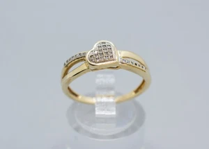 (MA5) Lady's 10K Yellow Gold Stone Heart Ring 2.2 Grams Size 8.5 - Picture 1 of 6